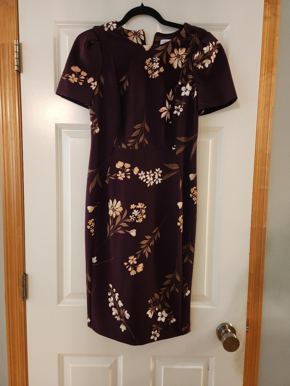 Elegant Plum Floral Sheath Dress